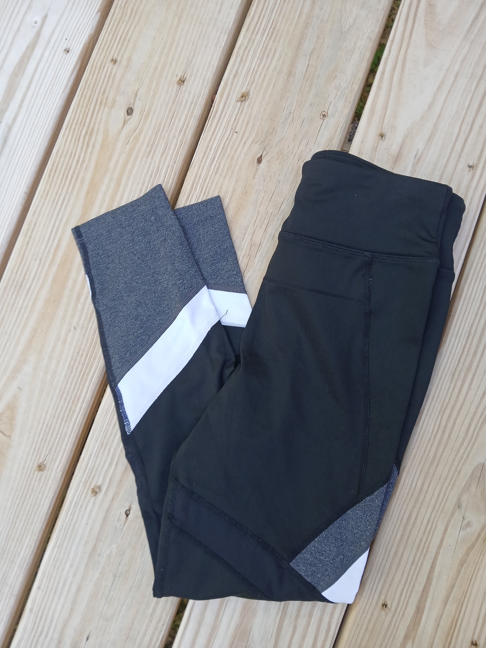 Calvin Klein Black Leggings with Gray & White Panels